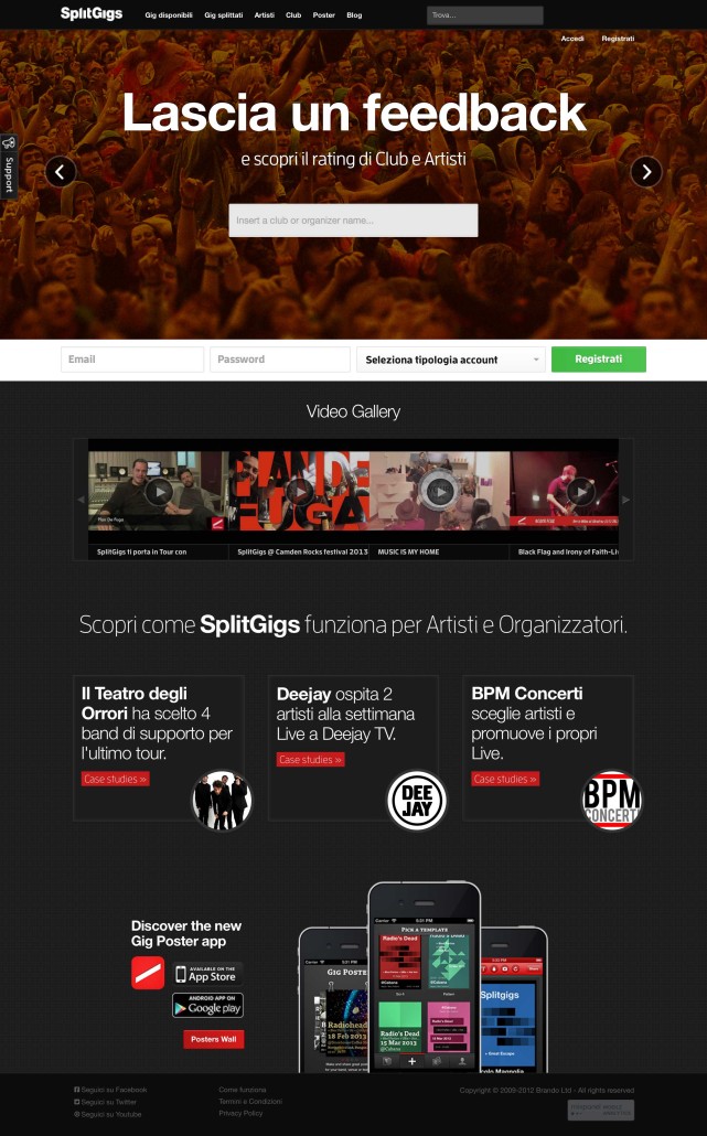 Servizi Promuovere Musica Online: SplitGigs